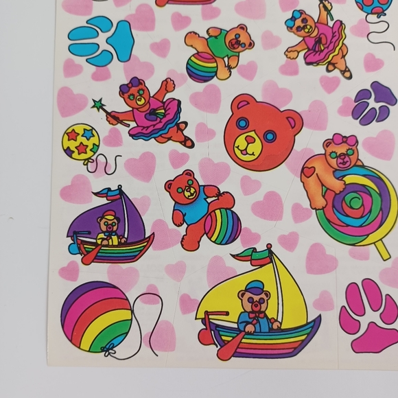 Vintage Lisa Frank Sticker Sheet S124 Bears -Boats -Ballet -HTF Rare 80s -Unused - Picture 2 of 12